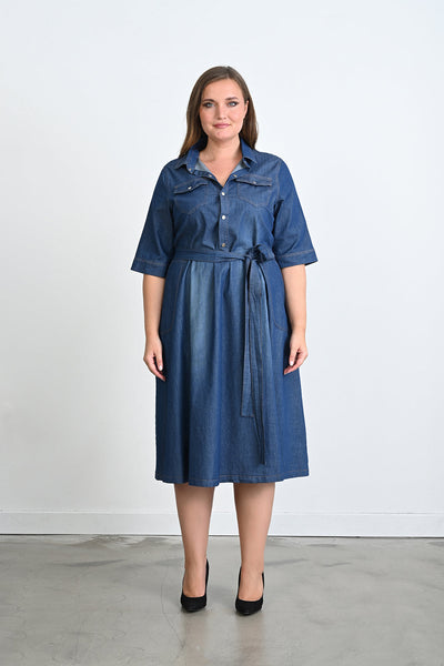 Rochie din denim marime mare rascroita