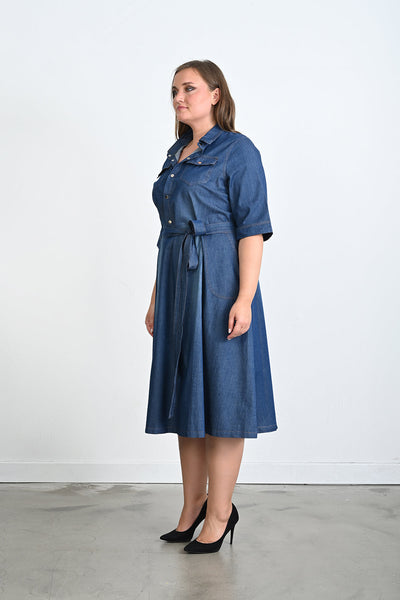 Rochie din denim marime mare rascroita