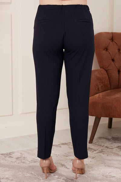 Pantaloni de primavara marimi mari cu despicaturi si talie elastica - negru