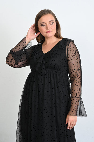 Rochie eleganta marime mare din tul cu buline