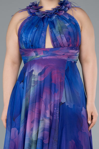 Rochie de ocazie lungă din chiffon imprimat - lila N4902