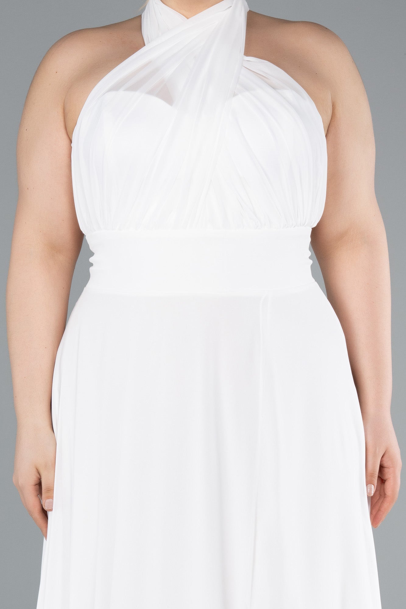 Rochie de ocazie lungă din chiffon - ecru N4951