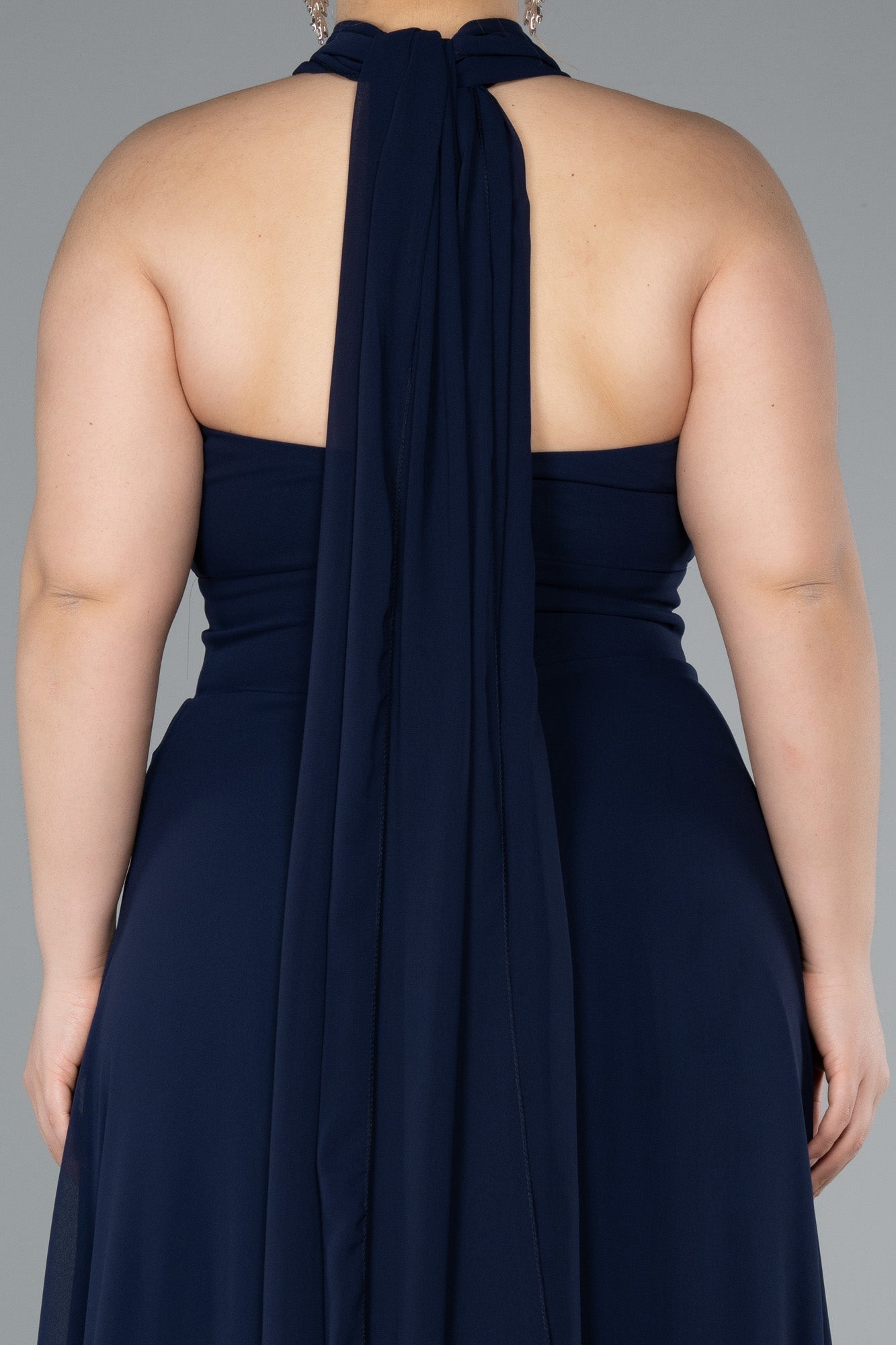 Rochie de ocazie lungă din chiffon - albastru închis N4951