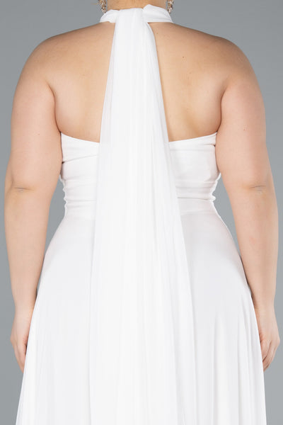 Rochie de ocazie lungă din chiffon - ecru N4951