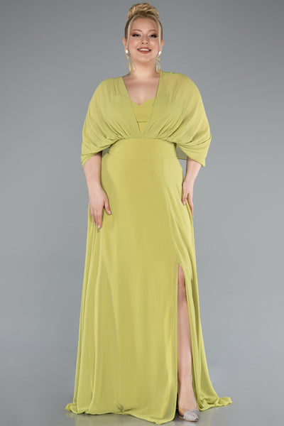 Rochie de ocazie lungă din chiffon - pistachiu N4951