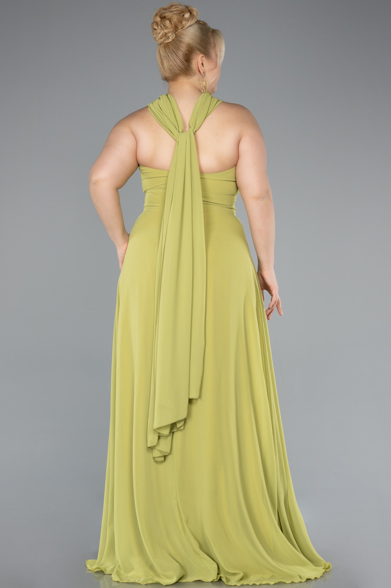 Rochie de ocazie lungă din chiffon - pistachiu N4951