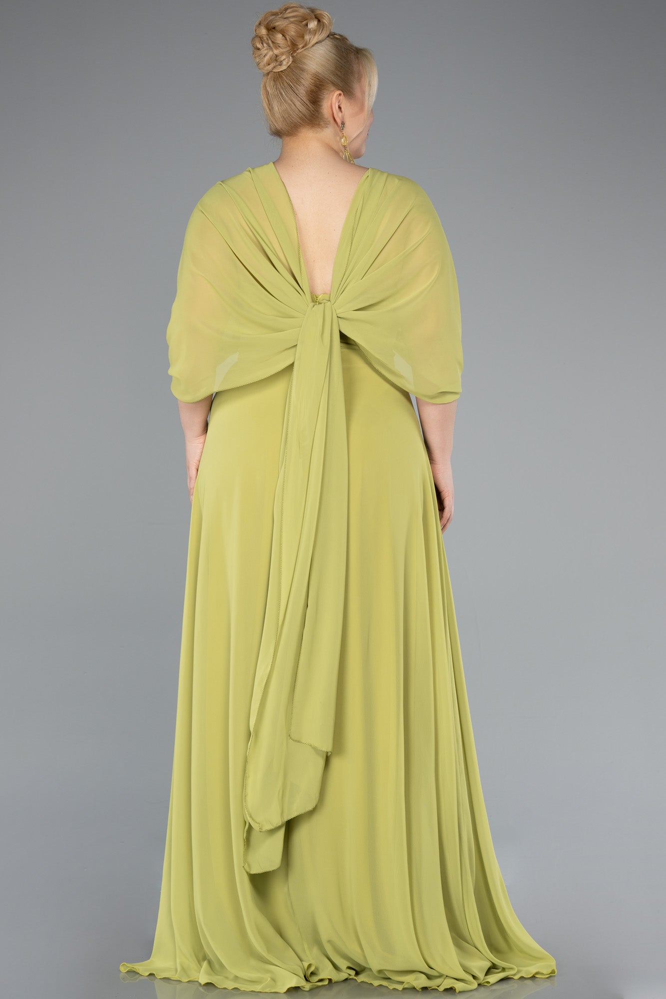 Rochie de ocazie lungă din chiffon - pistachiu N4951