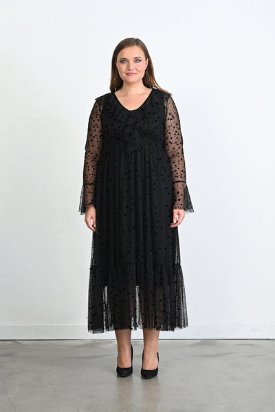 Rochie eleganta marime mare din tul cu buline