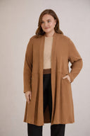 Cardigan lung mărime mare tip pelerină - caramel