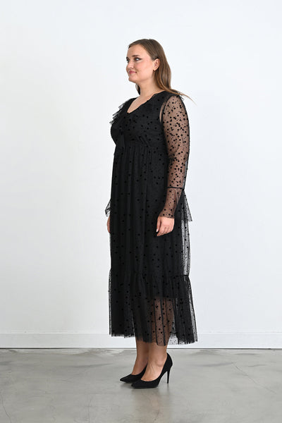 Rochie eleganta marime mare din tul cu buline