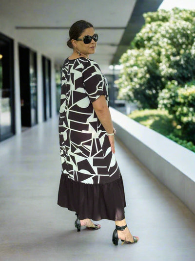 Rochie lunga marime mare cu volan