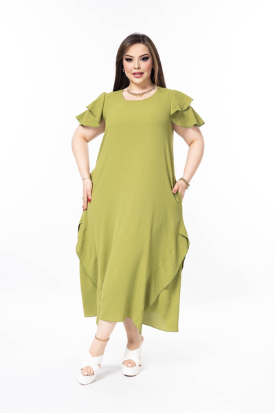 Rochie marime mare cu volane din tesatura usoara - mar