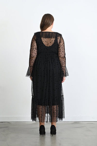 Rochie eleganta marime mare din tul cu buline