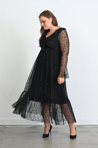 Rochie eleganta marime mare din tul cu buline