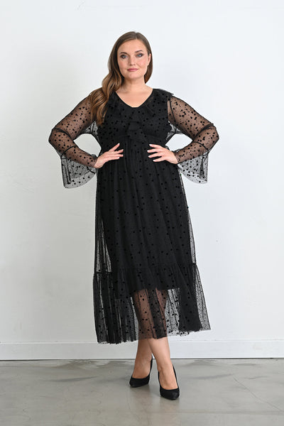 Rochie eleganta marime mare din tul cu buline