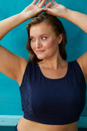 Sutien cu dantela tip bustiera marime mare - bleumarin