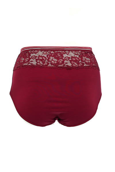 Set de 2 buc. chiloti din bumbac cu dantela - negru si visiniu