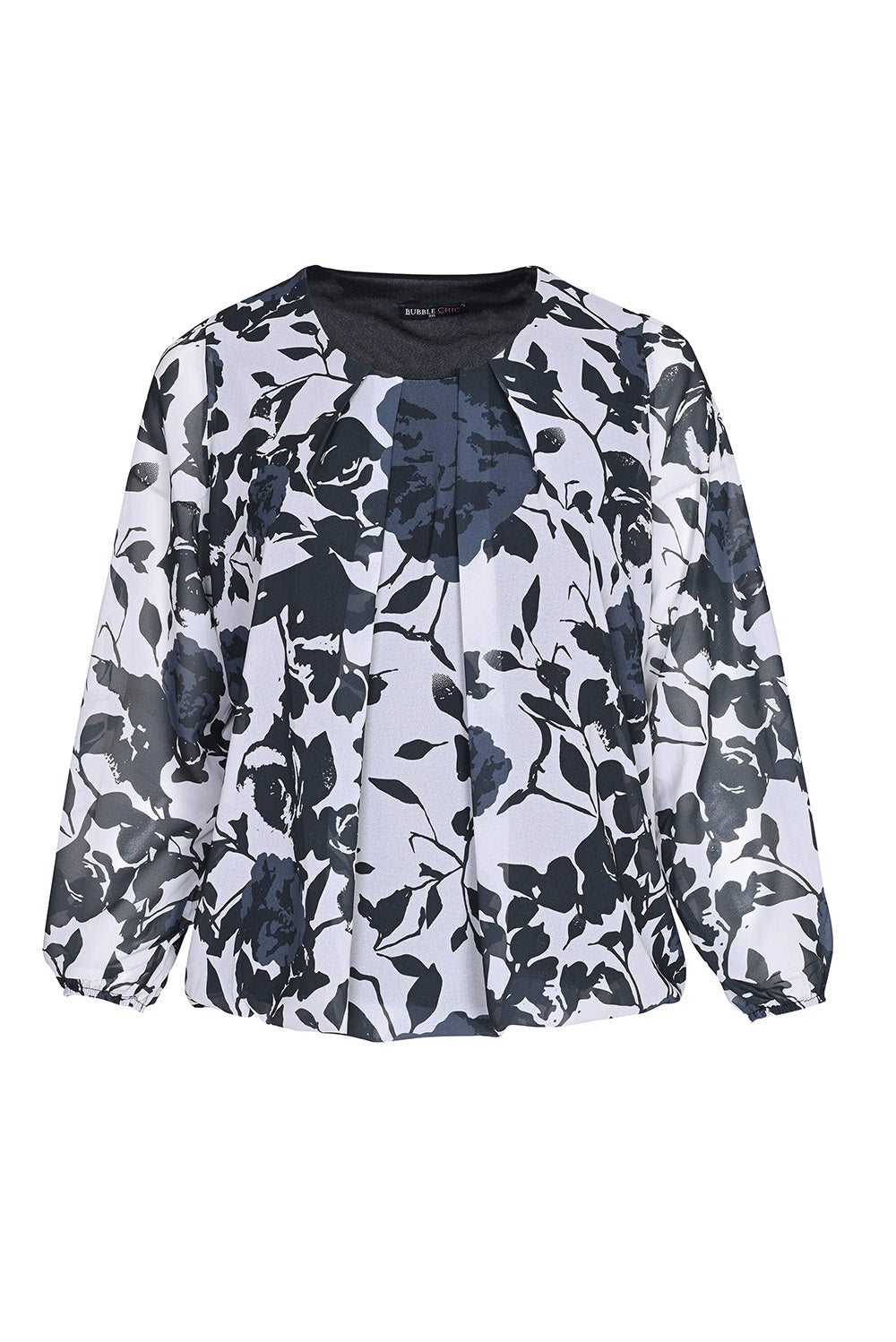 Bluza marime mare cu croiala libera - alb/negru