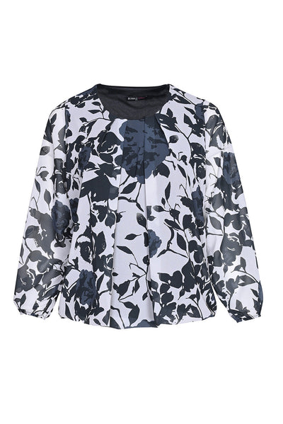 Bluza marime mare cu croiala libera - alb/negru
