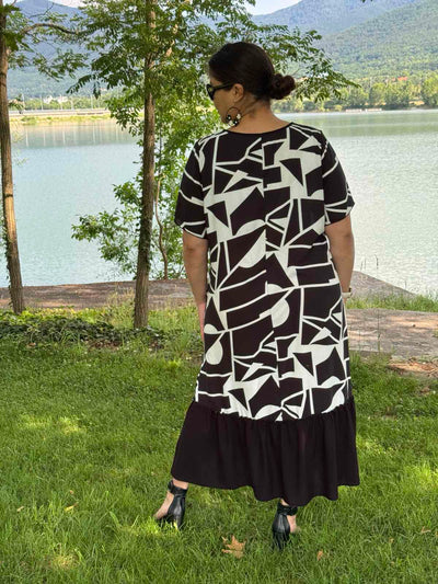 Rochie lunga marime mare cu volan
