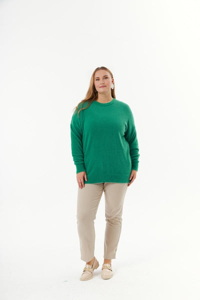 Pulover marime mare din material elastic - 6517 verde