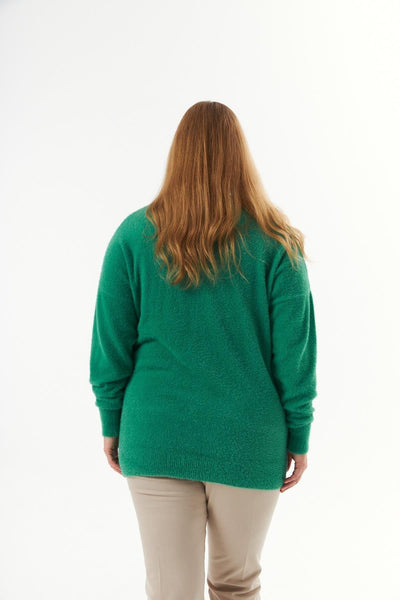 Pulover marime mare din material elastic - 6517 verde