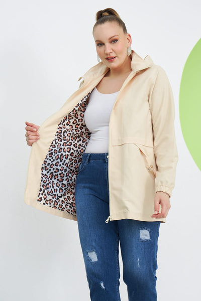 Parka marime mare de primavara  cu captuseala leopard
