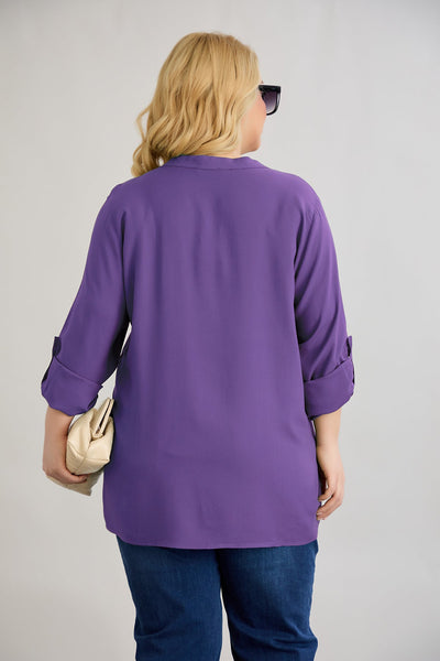 Bluza marime mare din viscoza cu fermoar la decolteu - liliac