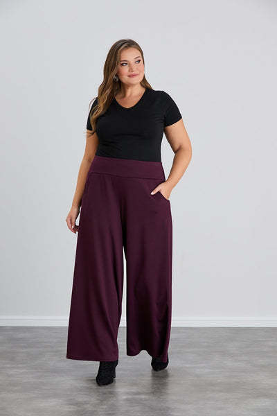 Fusta pantalon marime mare cu buzunare Sara - liliac