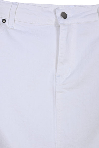 Fusta din denim marime mare - alb