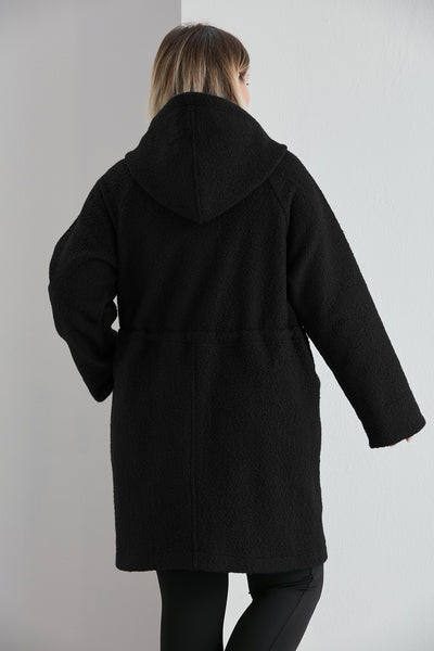 Palton marime mare buclé - negru