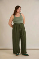 Pantalon mărime mare de zi tip fustă-pantalon - verde