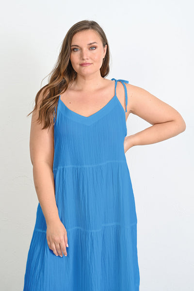 Rochie de vara marime mare in croiala libera - albastru