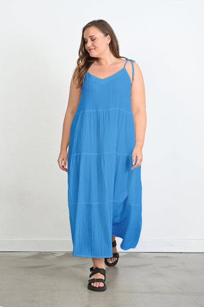 Rochie de vara marime mare in croiala libera - albastru