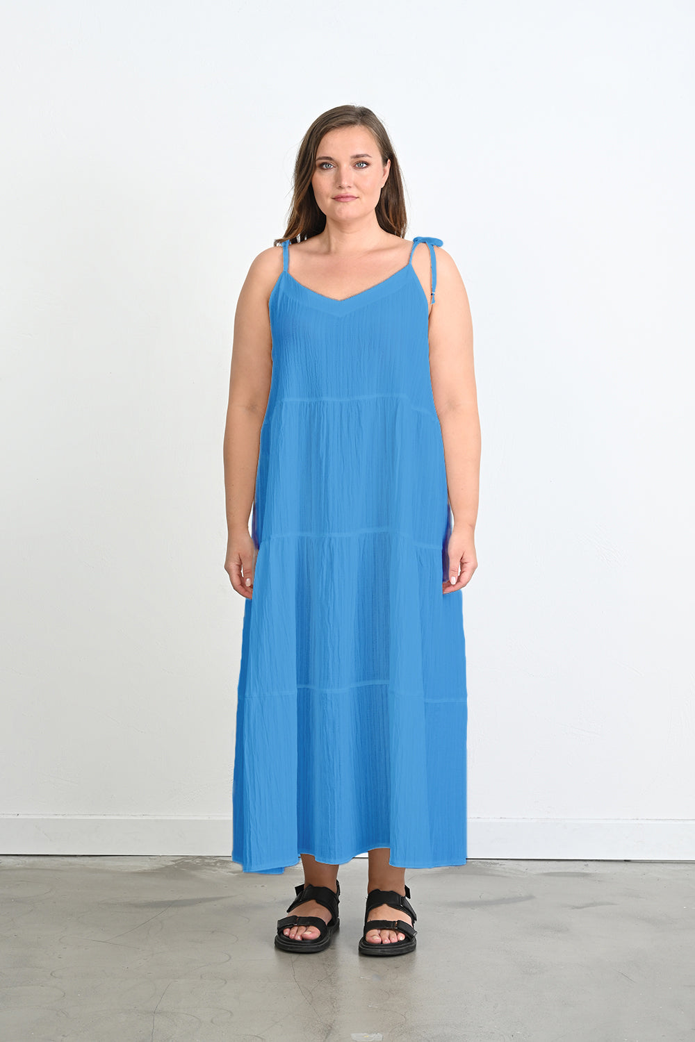 Rochie de vara marime mare in croiala libera - albastru