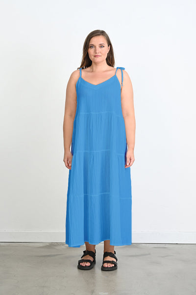 Rochie de vara marime mare in croiala libera - albastru
