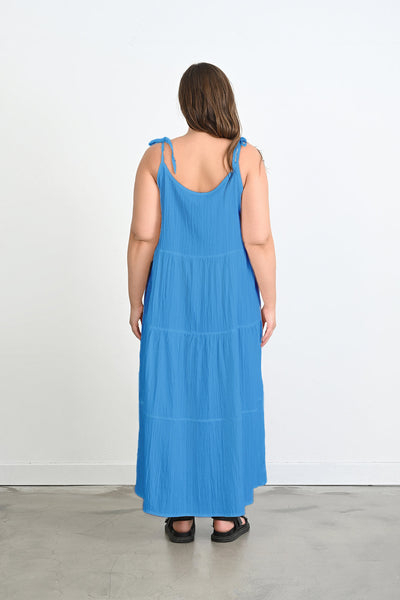 Rochie de vara marime mare in croiala libera - albastru