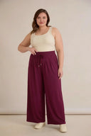 Pantalon mărime mare de zi tip fustă-pantalon – bordo
