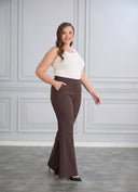 Pantalon marime mare retractabil Borisa rascroit de la genunchi - nurcă