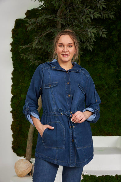 Trench marime mare elegant din denim Jasmine