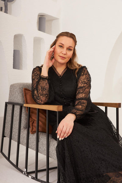 Rochie lunga marime mare din dantela eleganta