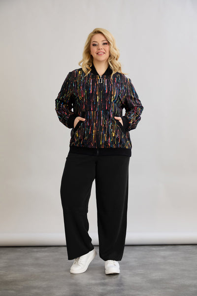 Jacheta bomber marime mare din bumbac cu model floral