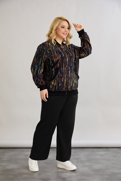 Jacheta bomber marime mare din bumbac cu model floral