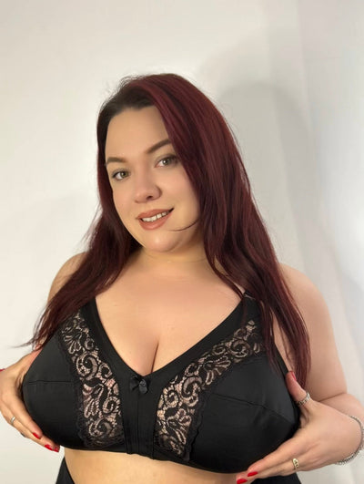Sutien marime mare cu dantela cupa moale fara sarma 906 - negru