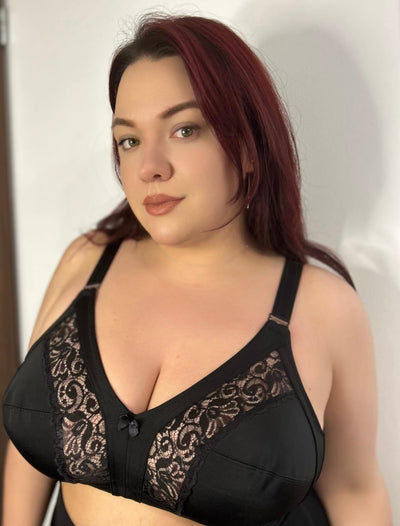 Sutien marime mare cu dantela cupa moale fara sarma 906 - negru