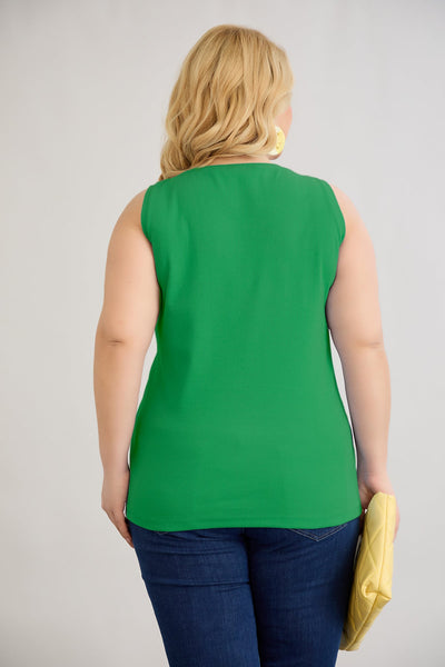 Maiou marime mare din bumbac cu nasturi - verde