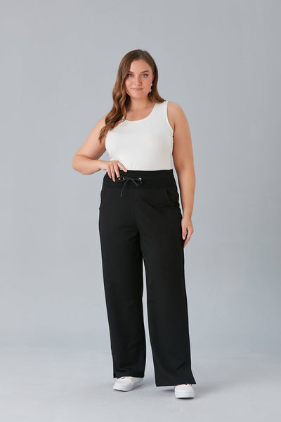 Pantalon larg marime mare cu despicaturi laterale