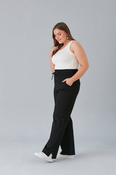 Pantalon larg marime mare cu despicaturi laterale