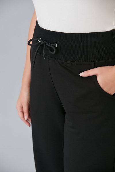 Pantalon larg marime mare cu despicaturi laterale