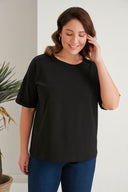 Tricou marime mare din bumbac Clasic - negru